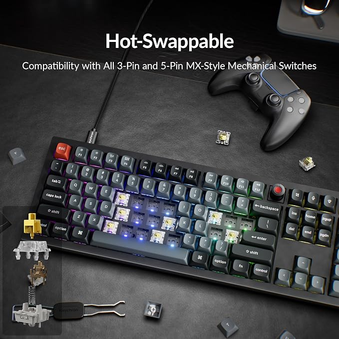 Keychron V6 8K Full Size Wired Mechanical Keyboard with Programmable Knob, 8000 Hz Polling Rate, OSA PBT Keycaps, Hot-swappable Super Banana Switchs, RGB Backlit for Mac Windows Linux - Image 7
