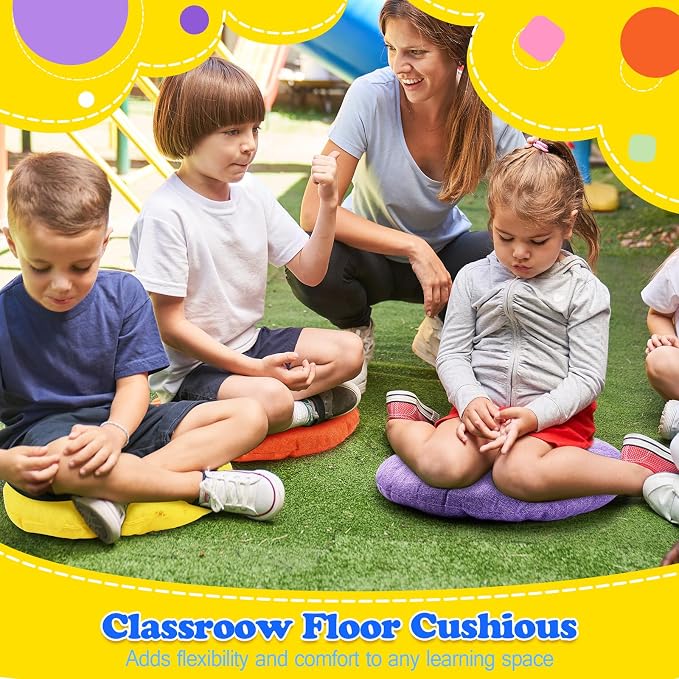Fumete 16 Pcs Round Floor Cushions for Classroom Kids,Rainbow and Earthy | 16 Inch Diameter, Students Flexible Seating Pillows, Home Daycare School Reading Yoga Meditation, Soft Cushioned - Image 5