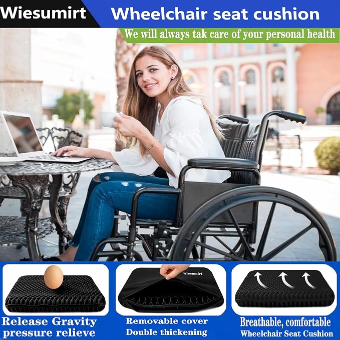 Extra Plus Size Gel Seat Cushion for Long Sitting, Large Cooling Supportive Seat Cushion for Lumbar Spine, Sciatica, Tailbone Pain Relief, Used for The Office, Wheelchair, Car, Recliner, Kayka.(Black) - Image 6