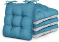 Love's cabin Memory Foam Chair Cushions Set of 4, 15.5 Inch, Blue | 15.5"x15.5"x3.5", Indoor & Outdoor Chair Seat Pads with Non-slip Bottom and Ties, for Dining, Kitchen, Office and Patio Chair by Lovescabin
