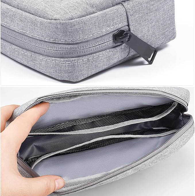 CAAORDKSO 2PCS Electronics Organizer Travel Case, Electronic Accessories Bag, Waterproof Accessories Storage Pouch for Power Bank, Cable, Cord, Charger, Mouse, Various Accessories (Small+Big-Gray) - Image 4