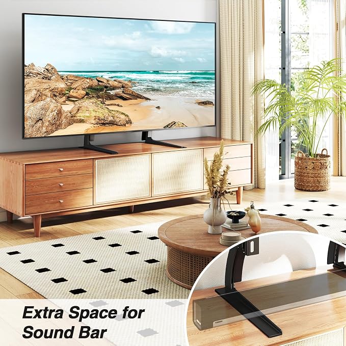 5Rcom TV Stand Mount, Universal Tabletop for 22-65 Inch Flat Screen TVs | Height Adjustable TV Base, Strong TV Legs Holds up to 88lbs, Max VESA 800 x 500mm, Plasma LCD LED - Image 4