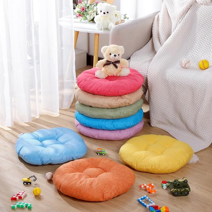 Fumete 8 Pcs Round Floor Cushions for Classroom Kids,Fresh Candy | 16 Inch Diameter, Students Flexible Seating Pillows, Home Daycare School Reading Yoga Meditation, Soft Cushioned - Image 4