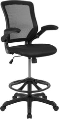 Flash Furniture Kale Mid-Back Swivel Office Chair with Adjustable Foot Ring, Lumbar Support, and Seat Height, Ergonomic Mesh Executive Chair, Black by FlashFurniture