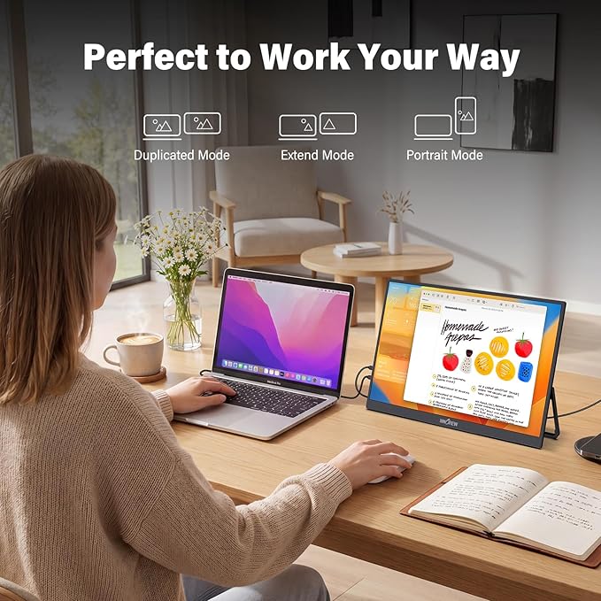 InnoView 15.6 inch Portable Monitor 4K UHD 3840x2160 | 100% sRGB HDR | External Monitor with 2 USB-C & HDMI Ports | Travel Second Monitor for Laptop Mac PC Xbox PS5 Switch (Includes Adapter) - Image 4