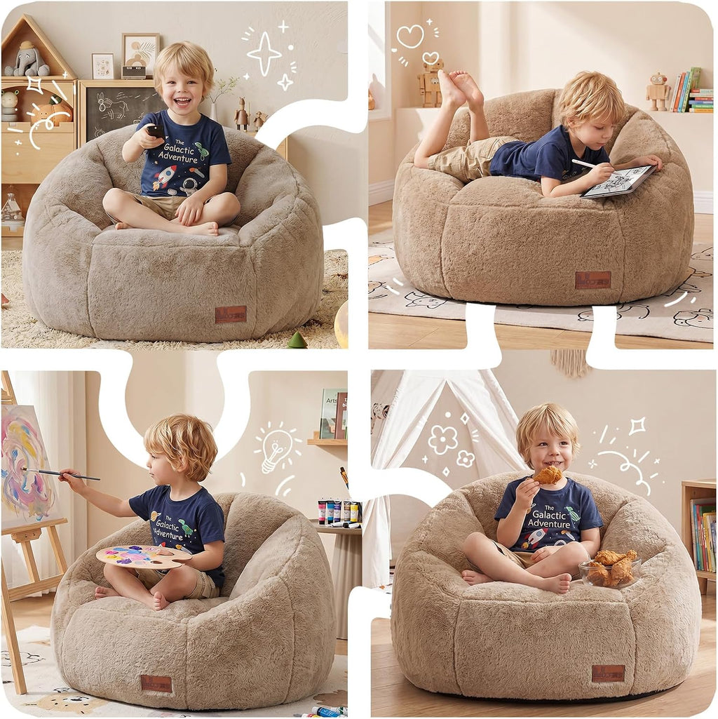 Bean Bag Chair for Kids, Cozy Fluffy Beanbag Chairs with Filler for Teens and Kids, Floor Lazy Sofa for Living Room, Gaming & Reading(S-Brown) - Image 9
