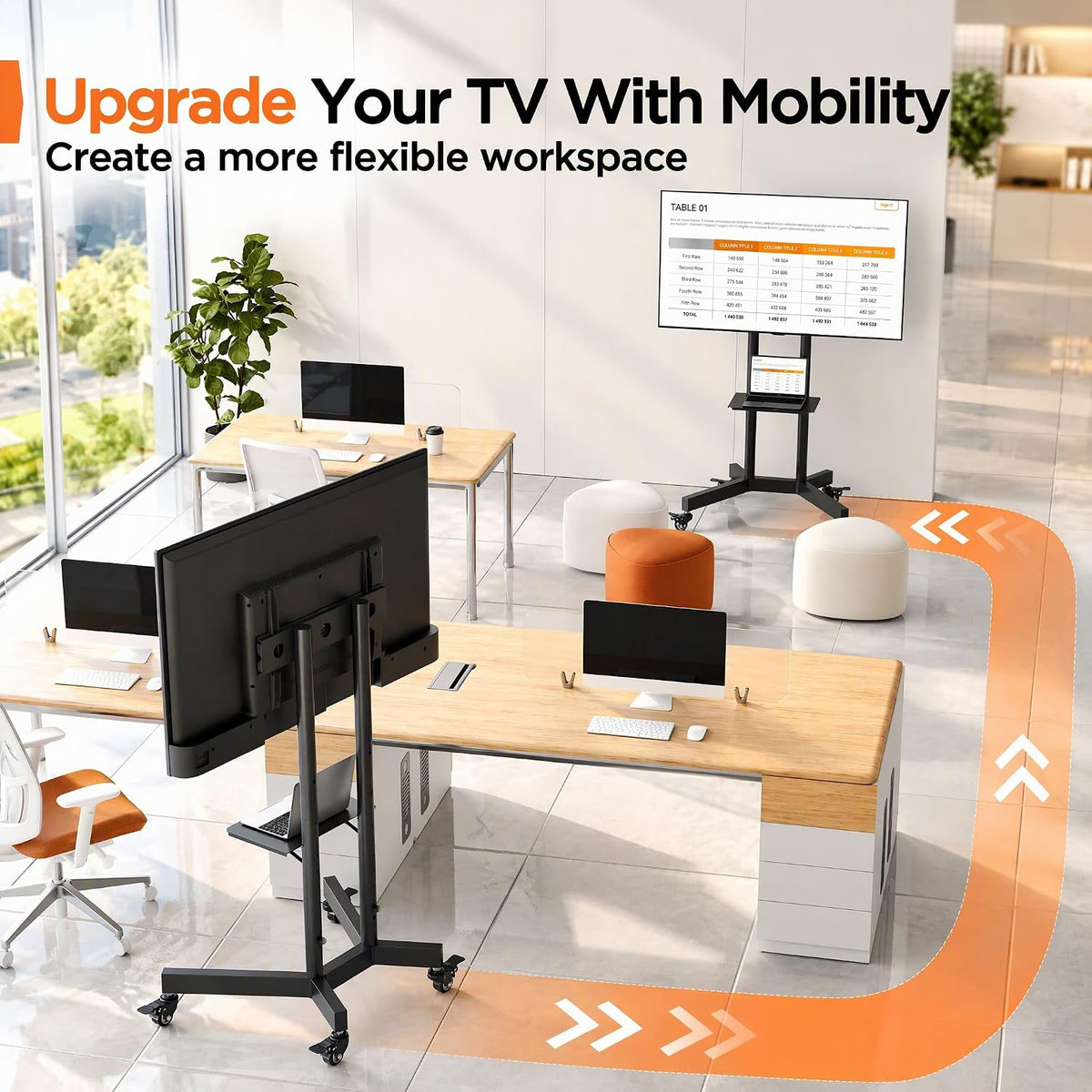 Perlegear Rolling TV Stand for 32-85 Inch Screens up to 154 lbs - Image 3