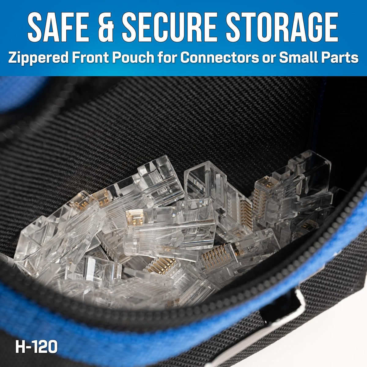 Jonard Tools TK-145 Network RJ45 Belt Pouch Tool Kit - 12-Pocket Tool Pouch, 6-in-1 Screwdriver, Scissors, Pliers, Crimper & Cable Stripper, RJ45 Pass-Through Connectors - Image 6