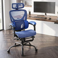 MALOL Ergonomic Mesh Office Chair with Footrest, Executive High Back Computer Desk Chair with 3D Adjustable Headrest & 5-Level Lumbar Support, Track Armrest, Tilt Lock, 300LBS, Blue by MALOL