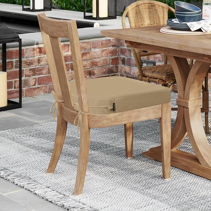 idee-home Outdoor Chair Cushions Set of 2, 19 x 19 Outdoor Seat Cushions | Patio Chair Cushions for Outdoor Furniture Waterproof with Ties, Outdoor Seat Cushion, Patio Chair Pads Dining Chair - Image 5
