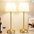 Kakanuo Cordless Table Lamps Rechargeable Set - 2 Pack Gold 4000mAH Battery Operated Lamps for Decor, 3000K Stepless Dimming Touch Wireless Lamp for Bedroom, Dining Table, Living Room, White Shade by KakanuoLightings