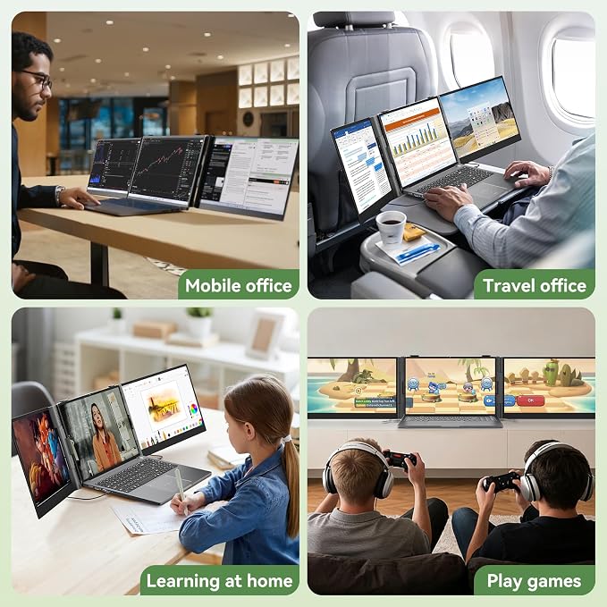 Blackview DCM8 Triple Laptop Screen Extender,15.6" 1080P FHD IPS Portable External Screen,Two Cable USB C Travel for 14-17'' Laptop,Plug & Play Compatible with Windows/Mac/Chrome OS/Mobile Devices - Image 8