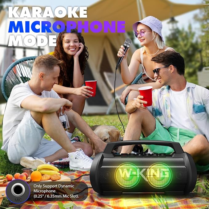 W-KING Portable Bluetooth Speaker, 120W Peak Loud Bass Boombox Outdoor | 70W Subwoofer, Stereo Pair, Deep Bass, 4 Drivers, IPX6, BT5.4, EQ, 42H, RGB, TF, Wireless Outdoor Speaker, 110dB Party Music - Image 8
