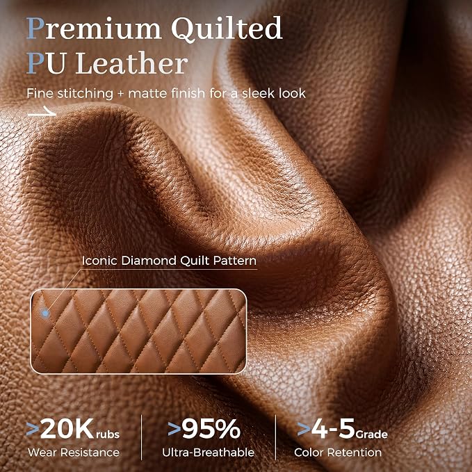 GTPOFFICE Executive Office Chair with Comfortable Lumbar Support, Ergonomic Gaming Chair with Flip-up Armrests & Zoned Pressure-Relief Cushion, Comfy PU Leather Desk Chair, Brown - Image 9