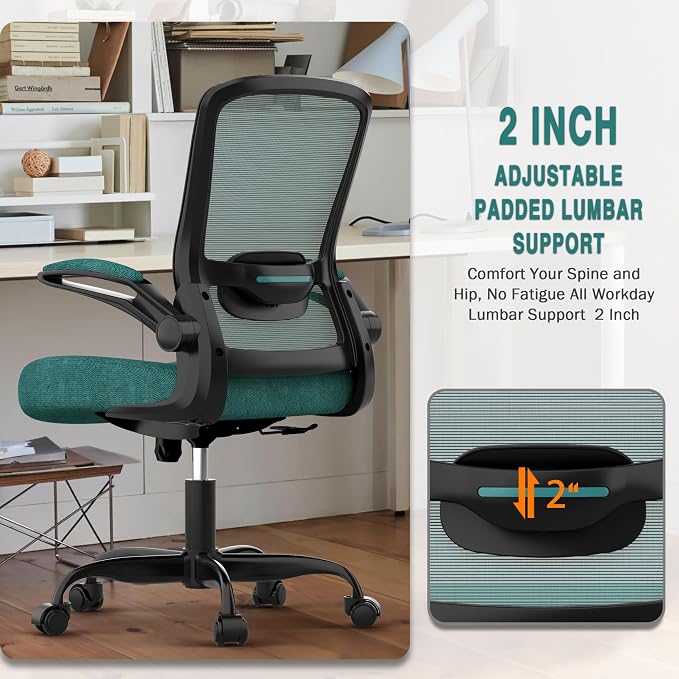 Ergonomic Office Chair w/Adjustable Lumbar, Flip Armrest, 135° Recline | Supports 300 lbs · Seat 19.48"–23.4" · Breathable mesh · 20–30 min assembly · 5-year warranty - Image 8