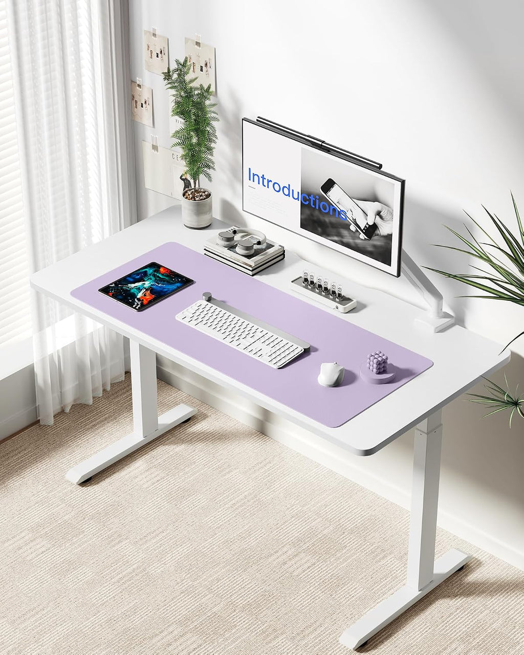 YSAGi Leather Desk Protector, Office Mat, Large Mouse Mat, Non-Slip PU Leather Blotter, Laptop Desk Mat, Waterproof Writing Pad for Office and Home(Light Purple, 42" x 17.2") - Image 2