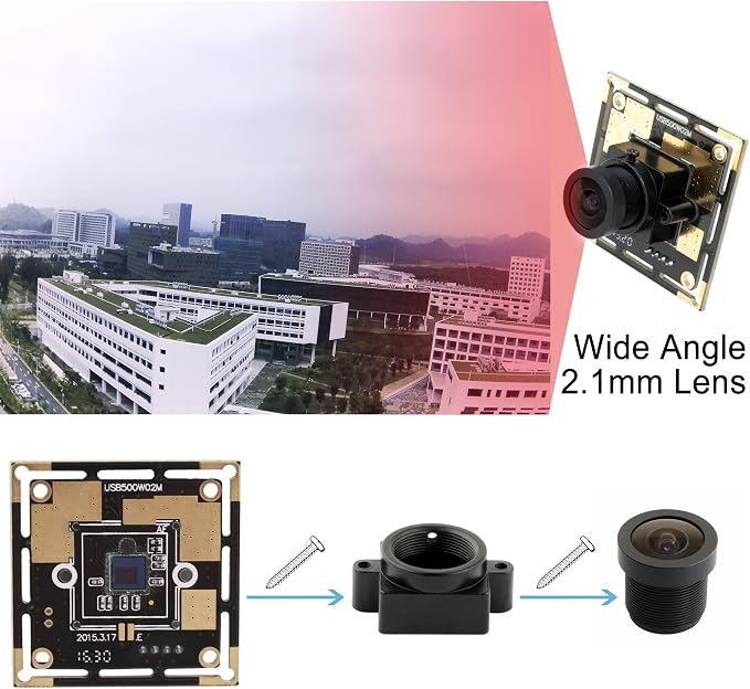 ELP 5mp USB Camera Module for Computer Industrial Machine Vision Webcam | 2.1mm Lens Wide Angle PC Camera for Windows Linux Android, Mac, UVC USB2.0 Lightburn Camera for Laptop, Computer, Jetson Nano - Image 3
