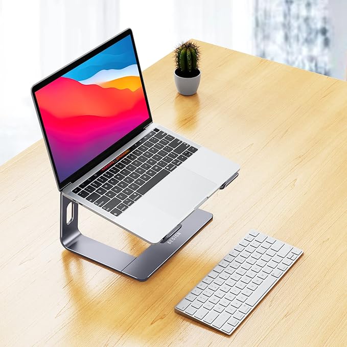 BESIGN LS03 Aluminum Laptop Stand, Ergonomic Detachable Computer Stand, Notebook Holder, Laptop Mount Compatible with Air, Pro, Dell, HP, Lenovo More 10-15.6" Laptops, Space Gray - Image 2