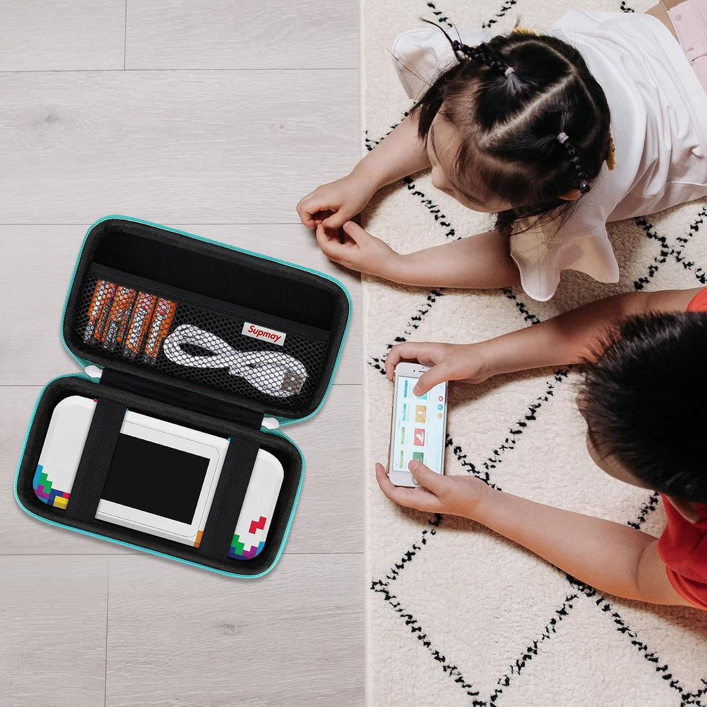Supmay Hard Travel Case for My Arcade Atari Pocket Player Pro, Portable Video Game System Handheld Game Protection Case with Mesh Pocket for Batteries and USB-C Cable, Green - Image 6