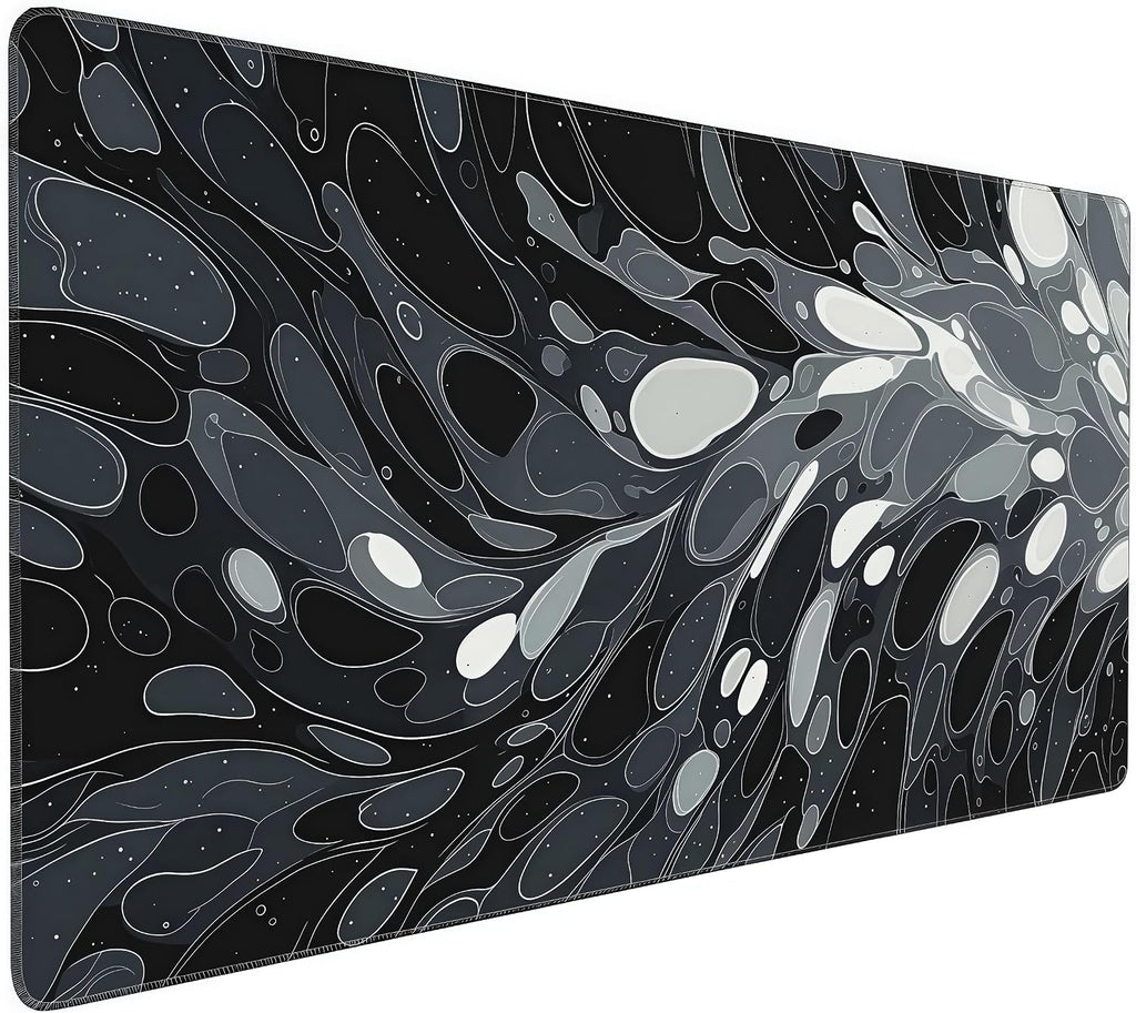 Oversized Desk Mat, Abstract Liquid Art Design, 35.4x15.7 Inches, Washable Mouse Pad, Stitched Edges, Non-Slip Rubber Base, Rectangular by SEIFUD