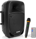 Pyle 800W Portable Bluetooth PA Speaker - 8’’ Subwoofer, LED Battery Indicator Lights w/ Built-in Rechargeable Battery, MP3/USB/SD Card Reader, and UHF Wireless Microphone - Pyle PSBT85A,Black by PyleUSA