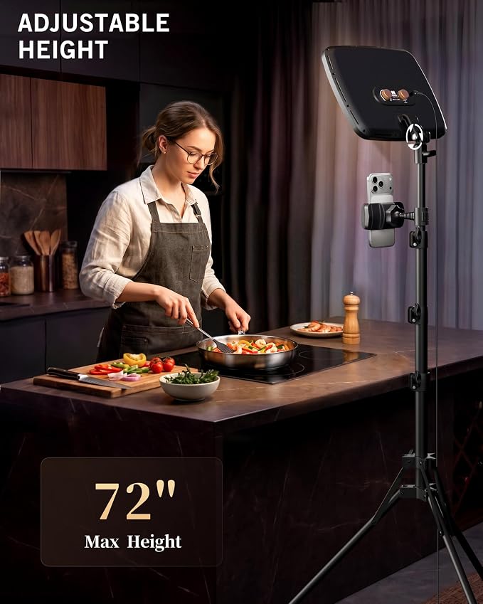 NiceVeedi 14" Soft Large Light with 72" Stand, 3 Color Full Screen Dimmable Ring Light, 2.4G Remote/Phone Holder/Tripod with Ring Light for Video Recording/Home Office/Makeup/Zoom/Stream/TikTok - Image 8