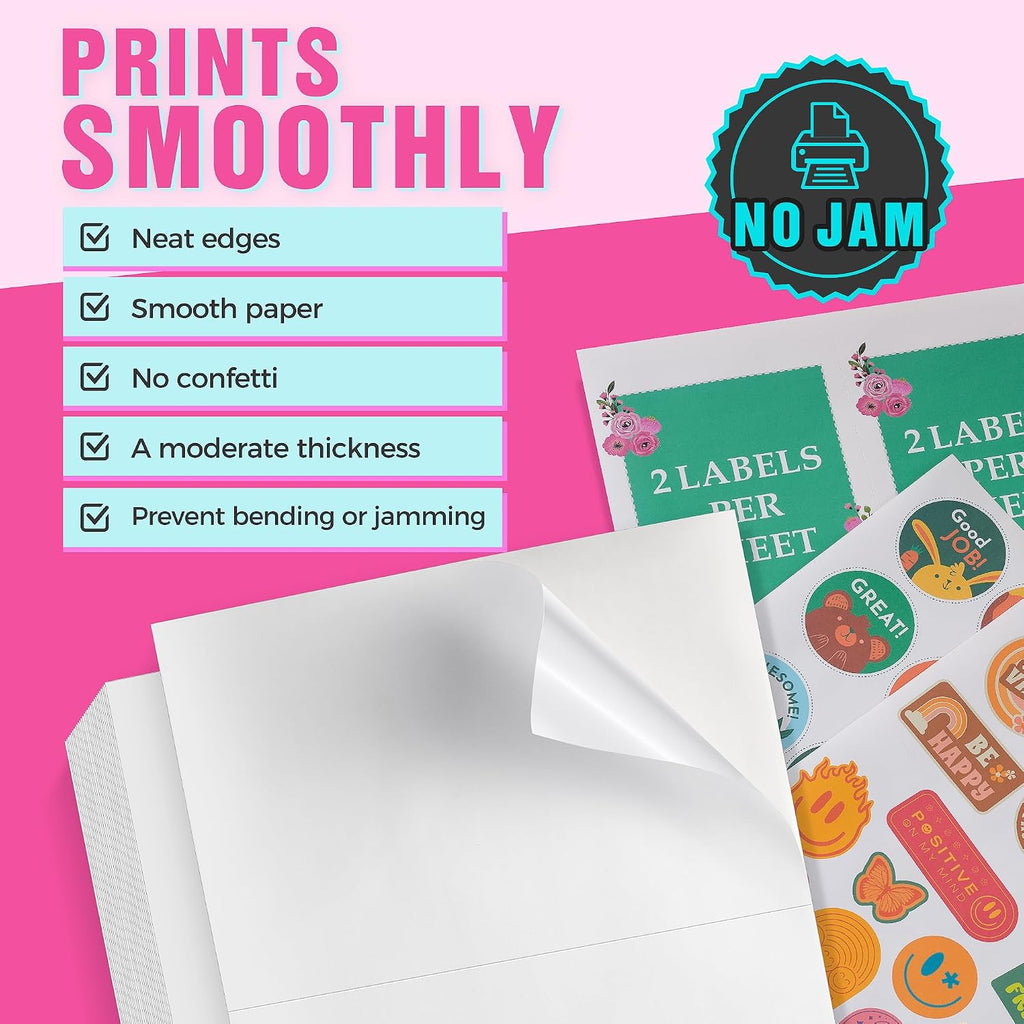 60 Shipping Labels 2 Per Sheet 8.5" x 5.5" Matte Half Sheet Labels Self Adhesive White Shipping Label Paper - Image 7