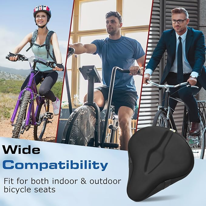 Zacro Bike Seat Cushion - Gel Padded Bike Seat Cover for Men Women Comfort, Extra Soft Exercise Bicycle Seat Compatible with Peloton, Outdoor & Indoor Bike Saddles - Image 6