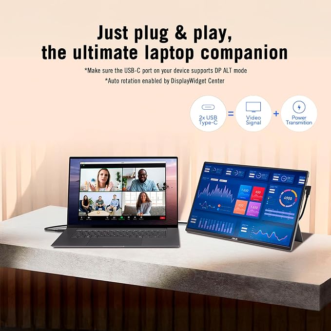 ASUS ZenScreen MQ16FC 15.6 Inch16:10 USB-C OLED Portable Monitor | WUXGA (1920 x 1200), 95% DCI-P3,Auto Rotate, Power Pass Through, Eye Care, Travel Display for MacBook and PC - Image 4