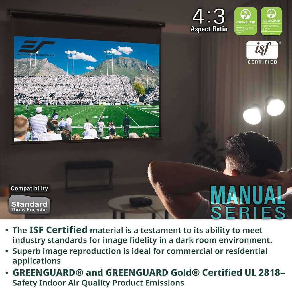 Elite Screens Manual Series, 100-INCH with 24" DROP, Pull Down Retractable Projector Screen, Movie Game Cinema, M100XWH-E24 - Image 4