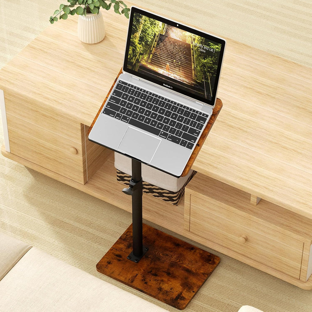 Sofa Armrest Tray Table for Couch - 360° Swivel Height Adjustable End for Small Spaces, Snack Side Table for Bed or Chair with Phone & Tablet Slot (Rich,Angle Adjustable) - Image 6