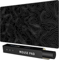 Extra Large Gaming Mouse Pad with Black Topographic, XXL Mousepad, Big Mouse Mat Desk Pad, Non Slip Keyboard Pad for Gaming Computer Laptop PC Office Desk Accessories by Rinaze