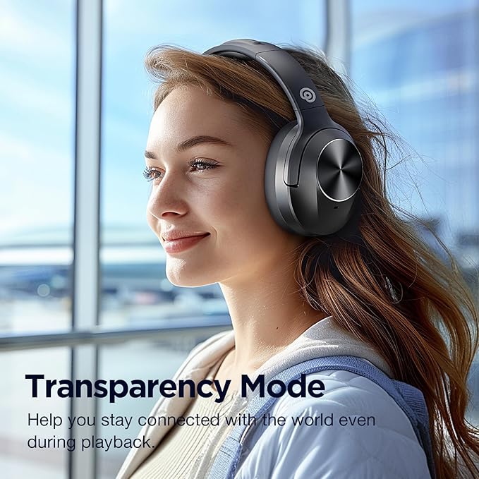 Upgrade Pro‑Level Hybrid Active Noise Cancelling Headphones | HD Sound, Wireless Bluetooth Headphones Over The Ear Unequaled Comfort, Vivid Deep Bass, for Home Office Travel Gift, Black - Image 7
