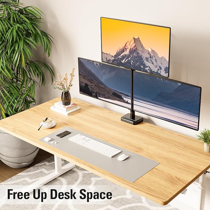 Triple Monitor Mount up to 32" Computer Screen, up to 19.8lbs Each, Adjustable 3 Monitor Stand with Clamp & Grommet Kit, Gas Spring Arm with Tilt Swivel Rotate, VESA Mount 75x75/100x100mm - Image 8