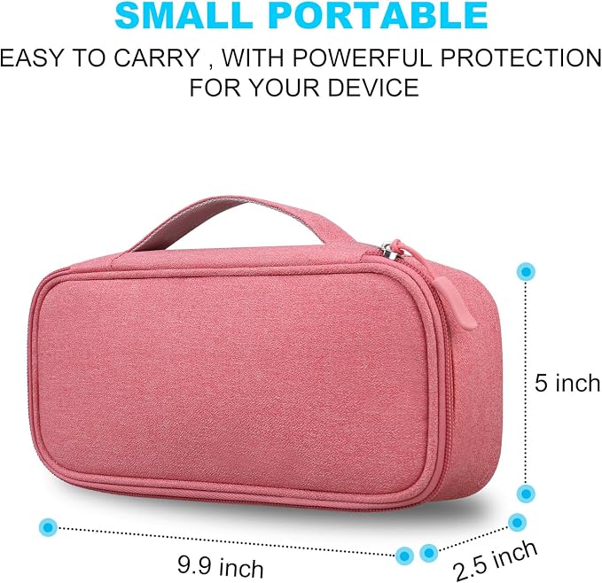 Lacdo Electronic Organizer Travel Cable Organizer Bag Pouch Tech Electronic Accessories Carry Case Portable Double Layers Charger Case for Cable, Cords, Charger, Earphone, Power Bank, Pink - Image 4