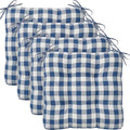 Geetery 4 Pack Chair Cushions, 16" x 15",Navy Blue and White,Plaid by Geetery