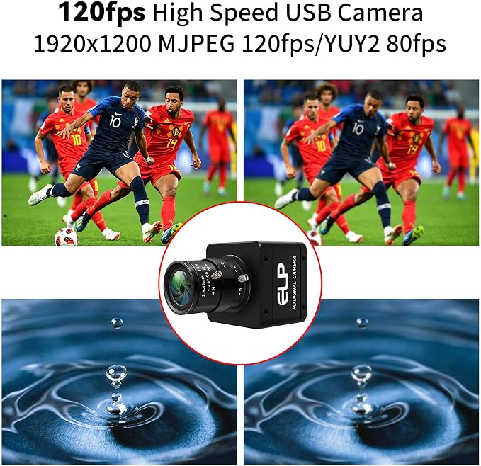 Global Shutter Color USB3.0 Camera,120FPS 200FPS Ultra High Frame Rate Webcam,1920x1200 Max Resolution with 2.8-12mm 4X Manual Zoom Lens,Plug and Play for High Speed Motion Analysis 3D Printer - Image 2