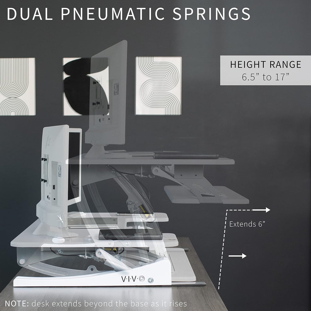 VIVO Dual Tier Standing Desk Converter, 36" White Top - Image 5