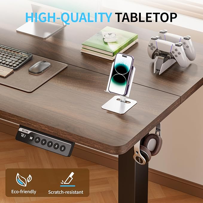 BIZUM Electric Standing Desk, 55x24 inches Height Adjustable Desk, Sit to Stand Desks Memory Gaming Computer Workstation for Home Office, Dark Walnut - Image 9