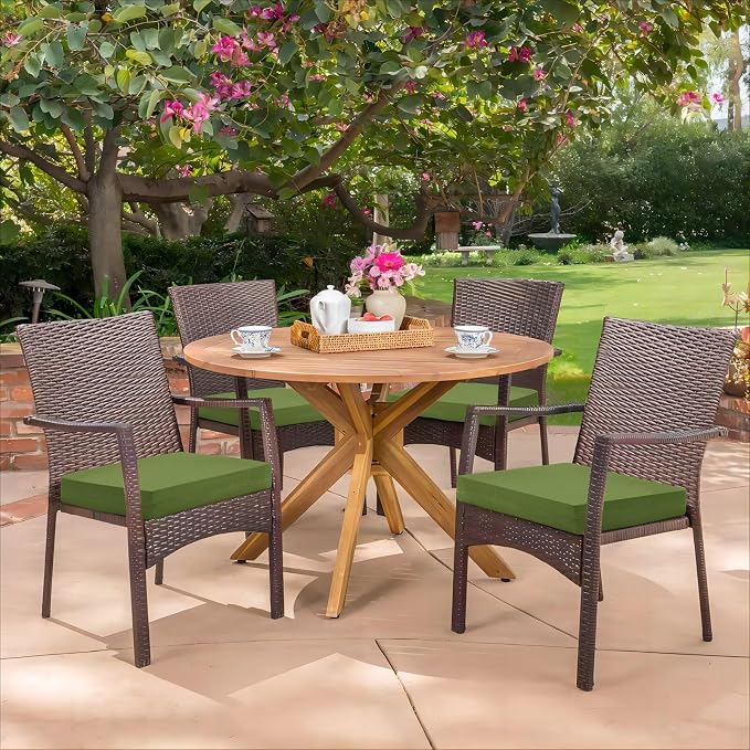 HARBOREST Outdoor Chair Cushions Set of 4, Water Resistant Patio Chair Cushions with Ties, Square Corner Outdoor Seat Cushions for Patio Furniture, 18.5"x16"x3", Grass Green - Image 7