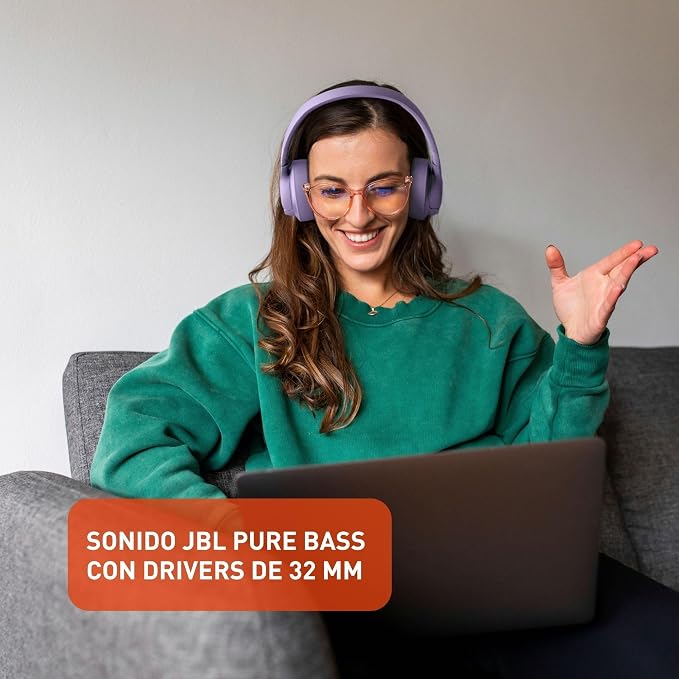 JBL TUNE 770NC - Adaptive Noise Cancelling with Smart Ambient Wireless Over-Ear Headphones, Bluetooth 5.3, Up to 70H battery life with speed charge, Lightweight, comfortable & foldable design (Purple) - Image 9
