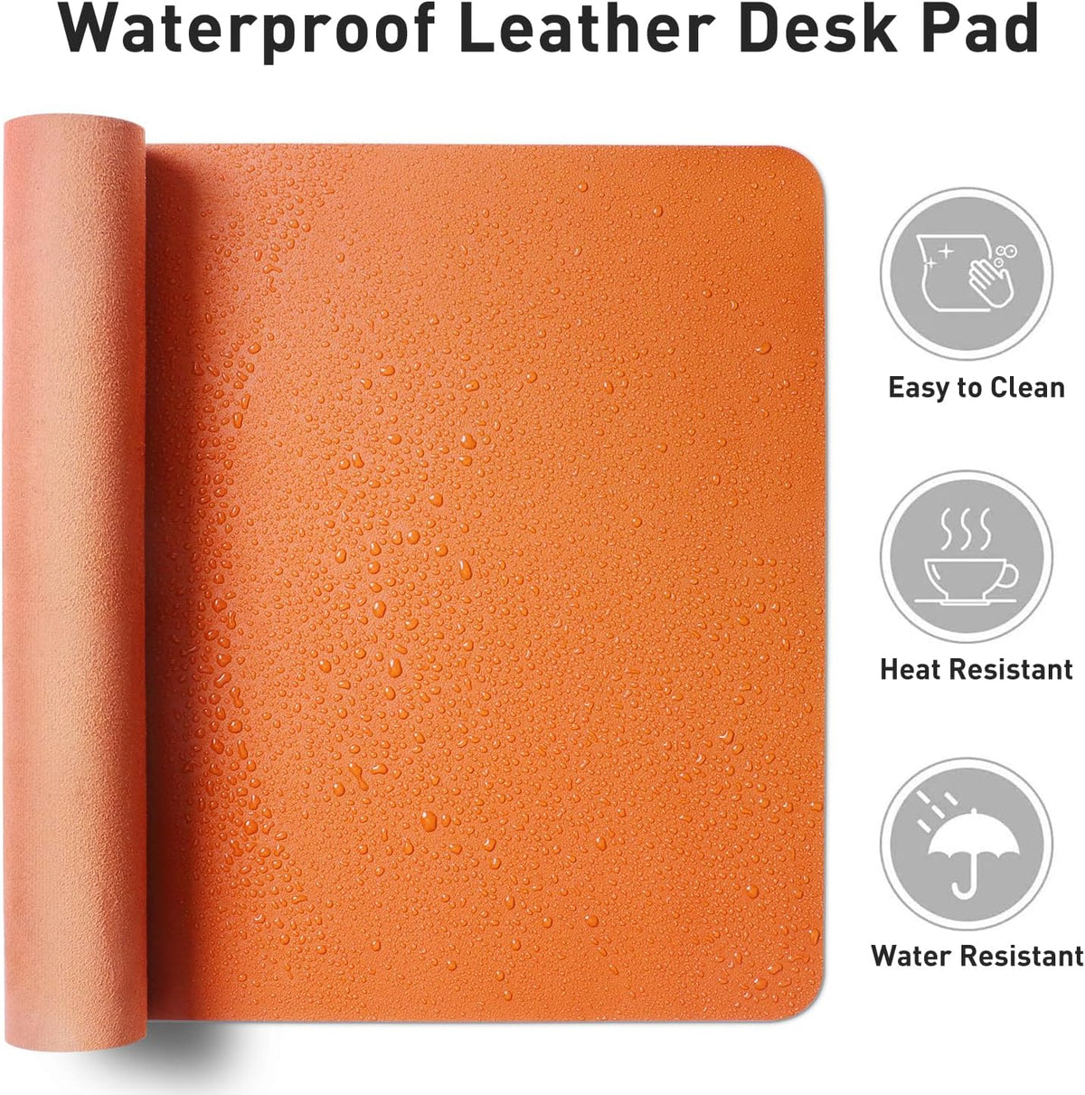 Aothia Leather Desk Pad Protector, Mouse Pad, Office Desk Mat, Non-Slip PU Leather Desk Blotter, Laptop Desk Pad, Waterproof Desk Writing Pad for Office and Home (36" x 17", Hermes Orange) - Image 7