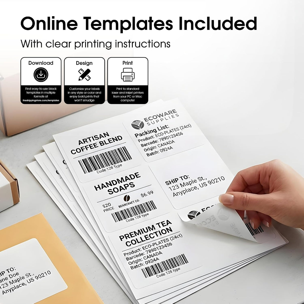 4" X 3.33" Matte White Printable Shipping Labels (30 Sheets, 180 Stickers) - Image 3