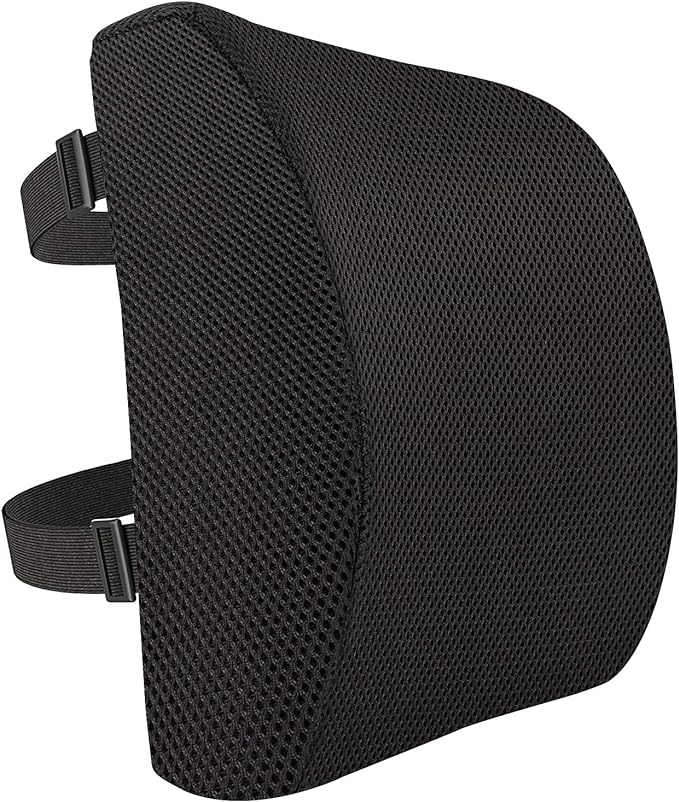 Amazon Basics Comfortable Seat Cushion & Lumbar Support for Office Chairs, Memory Foam with Cooling Gel, Non-Slip, Black - Image 2