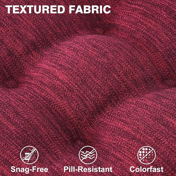 Shinnwa Kitchen Chair Cushions Set of 6, Dual-Layer Memory Foam Dining Chair Cushions, Patented Design Seat Pads with Ties, 16.5 x 16.5 x 3.5in, 6 Pack, Burgundy - Image 4