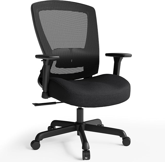 Mesh Office Chair,Ergonomic Computer Desk Chair,Sturdy Task Chair- Adjustable Lumbar Support & Armrests,Tilt Function,Comfort Wide Seat,Swivel Home Office Chair (Noir Black) by ELABEST