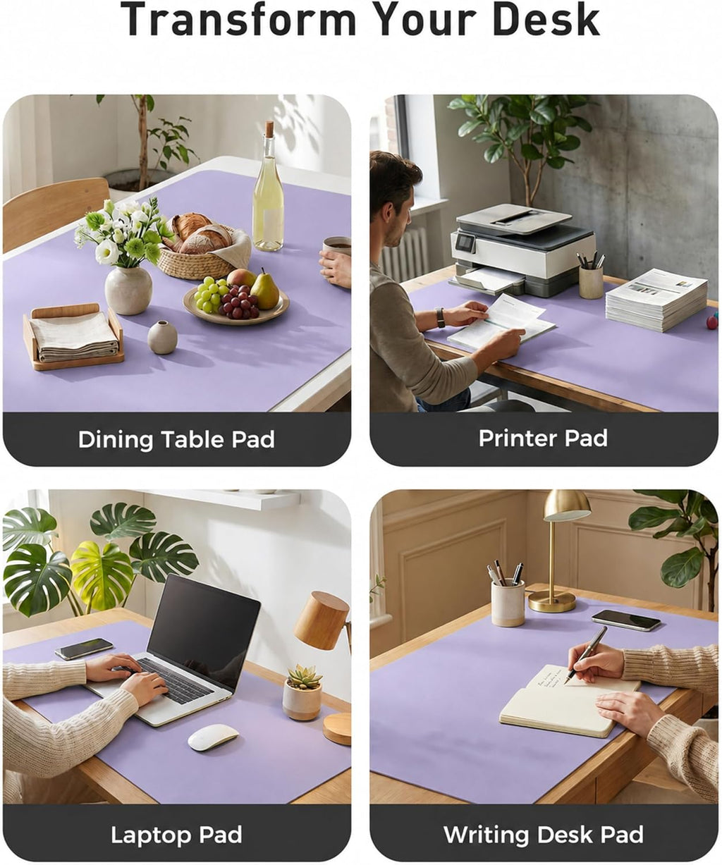 Aothia Faux Leather Desk Mat Mouse Pad, 63" x 24", Light Purple - Image 8
