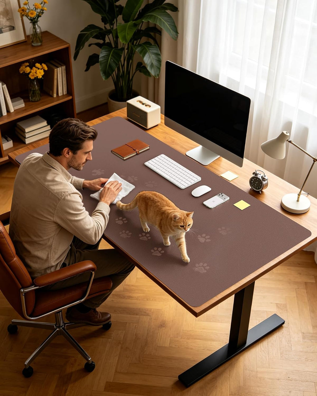 YSAGi Leather Desk Pad Protector, Office Desk Mat, Large Mouse Pad, Non-Slip PU Leather Desk Blotter, Laptop Desk Pad, Waterproof Desk Writing Pad for Office and Home (Chocolate,55" x 24") - Image 9