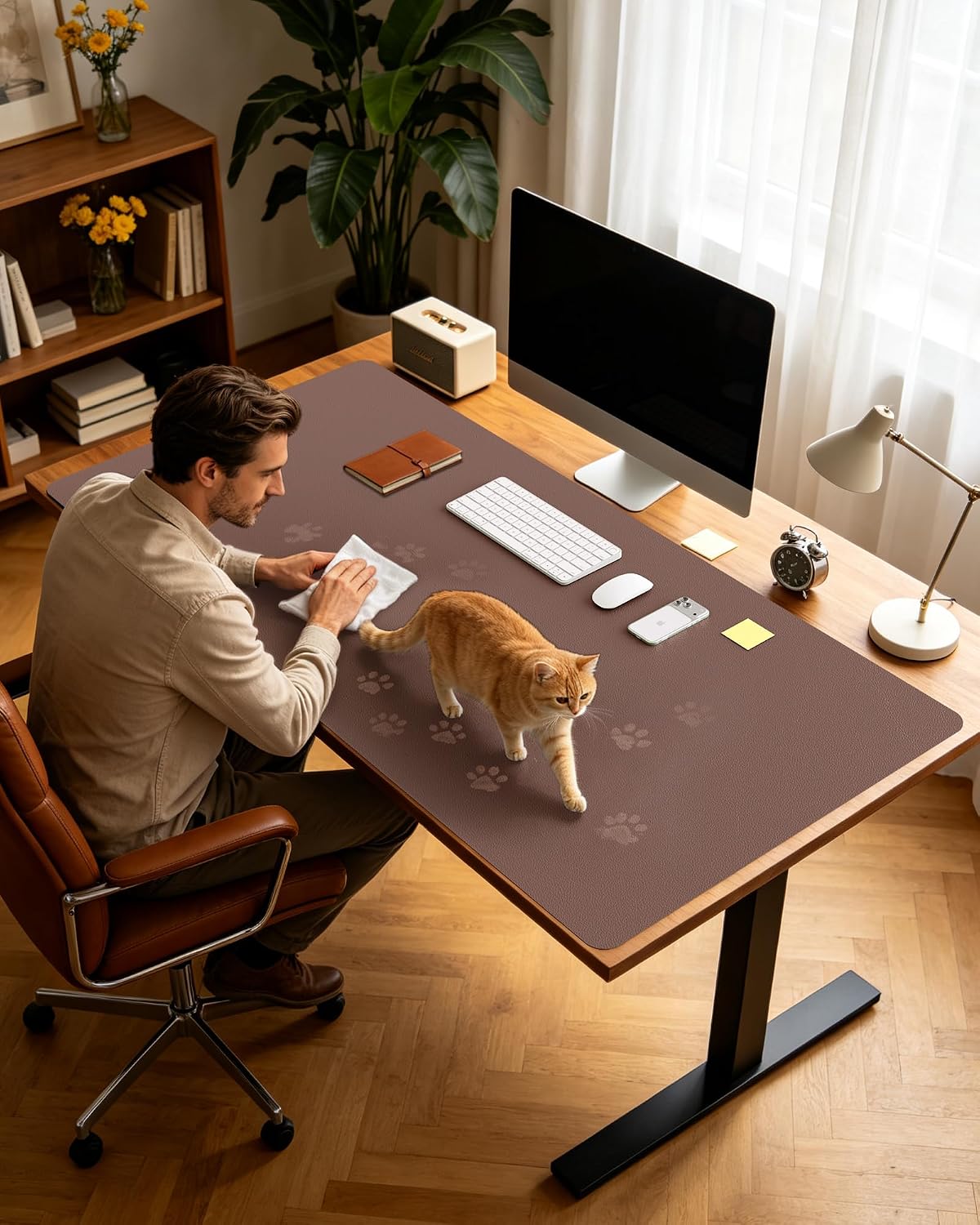 YSAGi Leather Desk Pad Protector, Office Desk Mat, Large Mouse Pad, Non-Slip PU Leather Desk Blotter, Laptop Desk Pad, Waterproof Desk Writing Pad for Office and Home (Chocolate,55" x 24") - Image 9