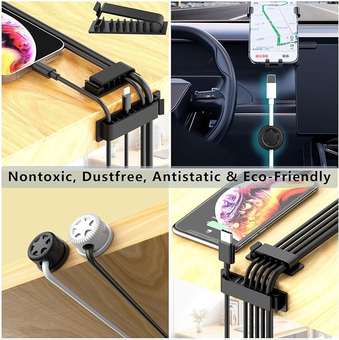 328Pcs Cable Management Kit, 8 Magnetic Cable Holder 69 Cable Clips | 4 Cable Sleeve Split,22Reusable Cable Strap,200 Nylon Cable Zip Ties ,25 Mounts TV Office,Nontoxic,Extra Strong Durable - Image 8